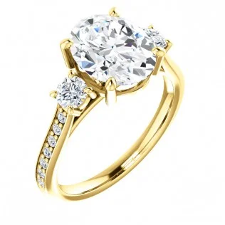 SS122875 Oval 14k Yellow Gold Three Stone Accented Diamond Enagement Ring $2,250.00