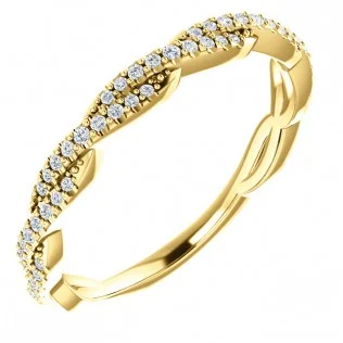 SS123325-Yellow Gold Twisted Diamond Wedding Band - $995.00