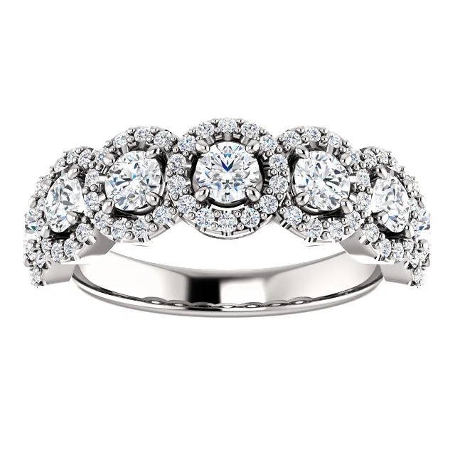 SS122806-White Gold Halo Style Diamond Wedding Band - $4,395.00