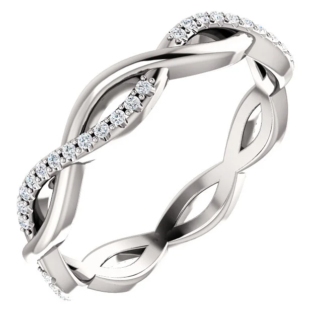 SS122962-White Gold Infinity Style Diamond Wedding Band - $1,350.00