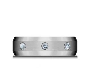7mm Satin-Finish High-Polished Edge Diamond Tungsten Band CF97601TG_P3 $1,100.00