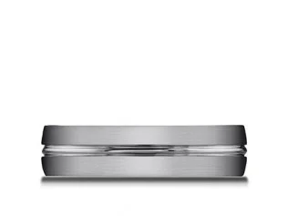 6mm Satin-Finish High-Polished Center Trim Tungsten Band CF56411TG_P3 $258.000