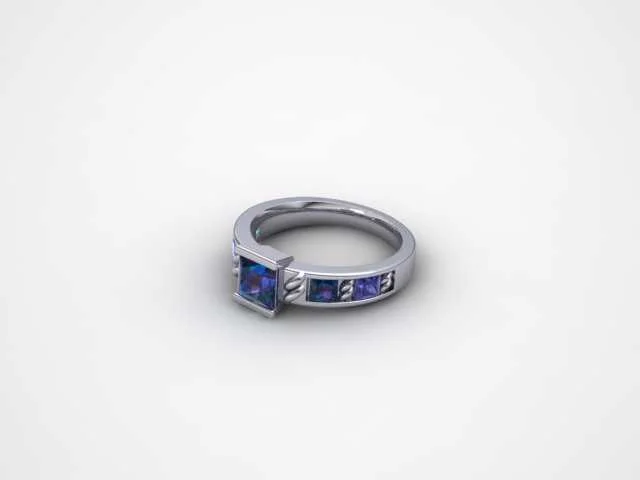 Custom 14k White Gold Montana Sapphire_Birthstone Engagement Ring Rendering