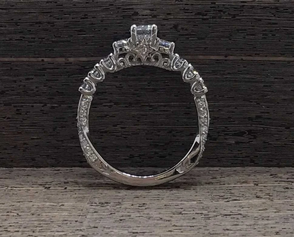 Custom Round Brilliant White Gold Accented Diamond-Engagement-Ring-