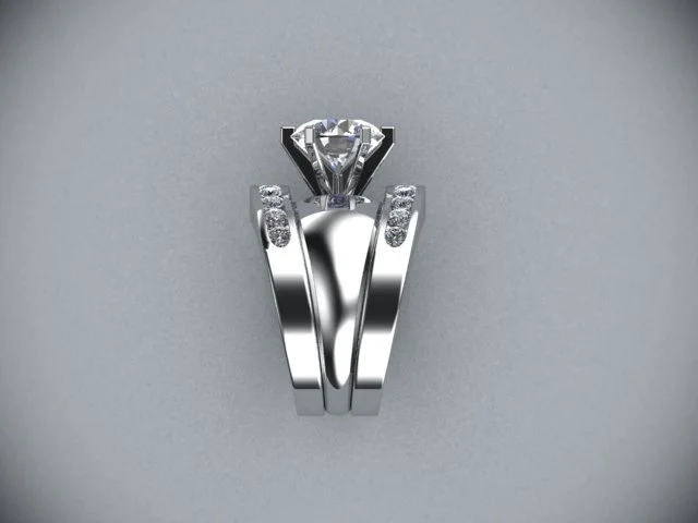 Custom White Gold Wedding Set