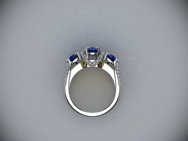 Custom White & Yellow Sapphire & Diamond Anniversary Ring