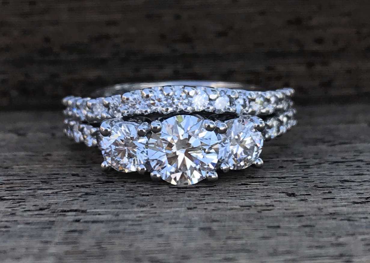 Custom Palladium Contour Diamond Tracer Wedding Band For Customer's Engagement Ring
