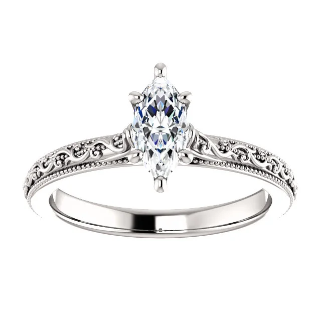 14k White Gold Marquise Cut Solitiare Engagement Ring - SS123063- $750.00