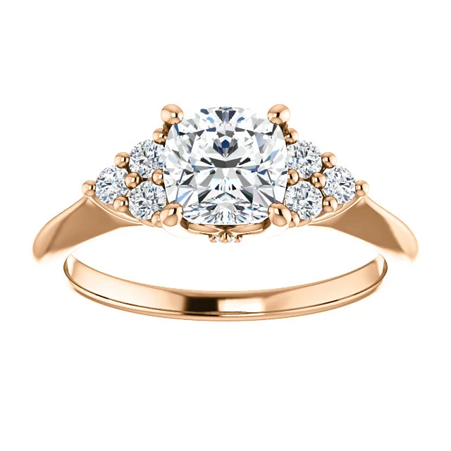 14k Rose Gold Cushion Cut Accented Diamond Engagement Ring - SS123461 - $1,195.00