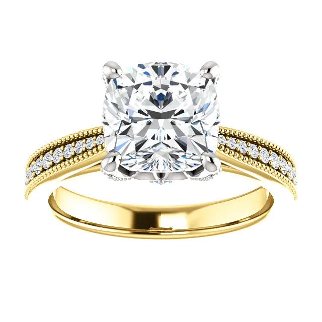 14k Yellow & White Gold Cushion Diamond Accented Engagement Ring- 123247SS- $1,495.00