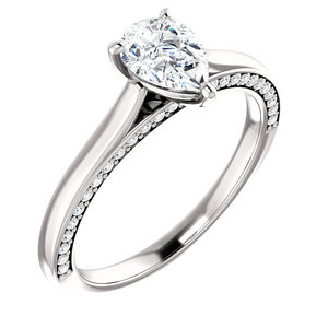 14k White Gold Pear Shape Accented Diamond Solitiare Engagement Ring - SS123345 -$1,695.00