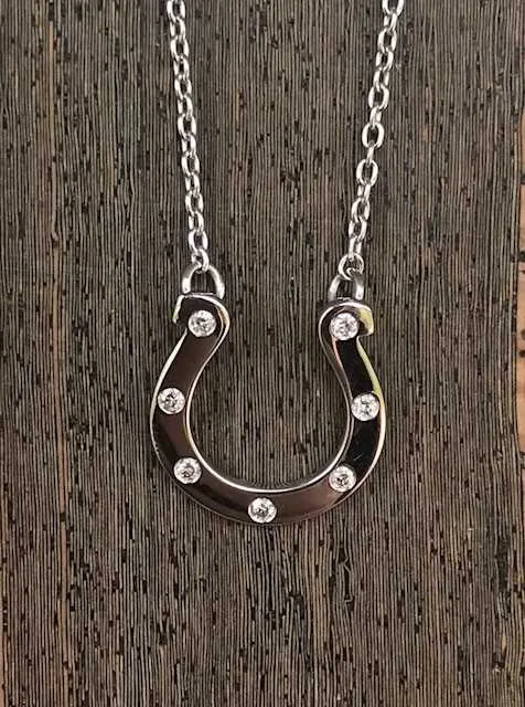 14k White Gold .10ct Total Weight Diamond Horseshoe Necklace - SD613010 - $795.00