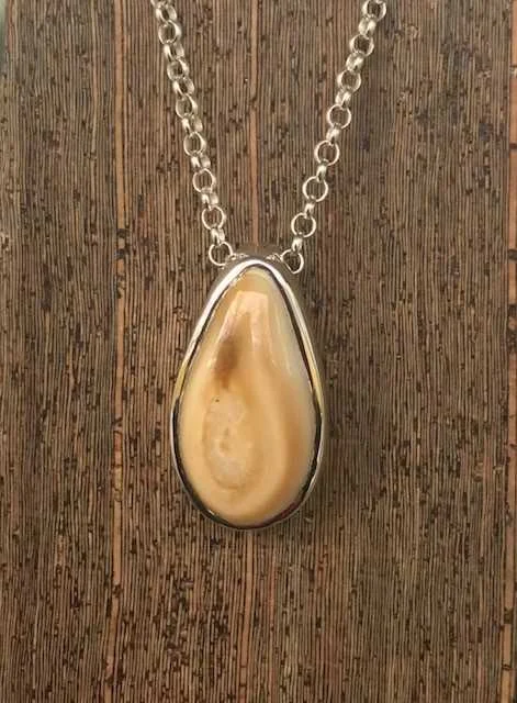 Sterling Silver Hidden Bail Bezel Style Elk Ivory Pendant