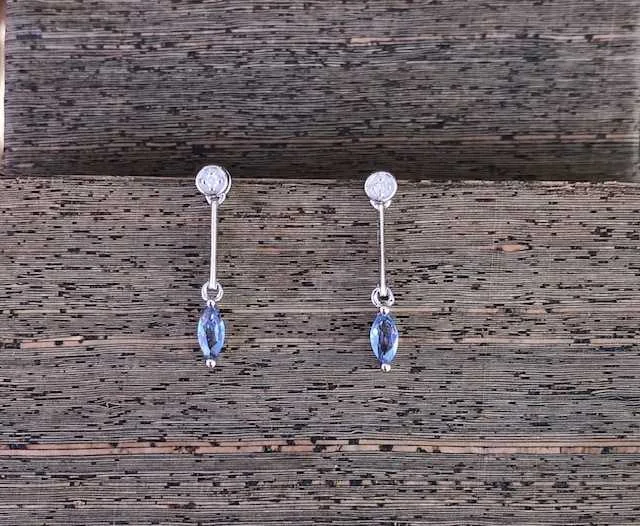 14k White G14k White Gold .30ct Total Weight Marquise Yogo Sapphire & Daimond Earrings - YE618 - $885.00old .30ct Total Weight Marquise Yogo Sapphire & Daimond Earrings - YE618 - $885.00