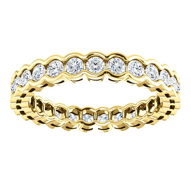 14k Yellow Gold Bezel Style .87ct Total Weight Round Diamond Eternity Band - SS123597 - $2,195.00