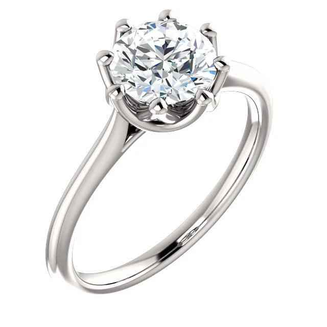 14k White Gold Round Brilliant Eight Prong Solitaire Engagement Ring - SS124084 - $650.00