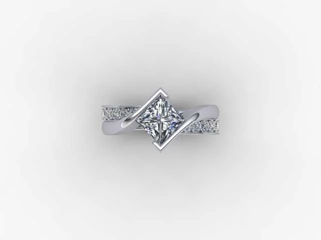 Custom 14k White Gold Princess Cut Diamond Engagement Ring