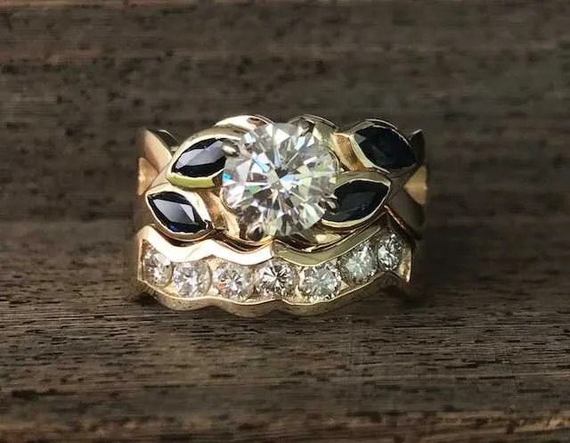 Custom 14k Yellow Gold Wedding Set For Our Customer's Stones