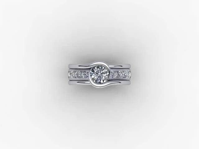 Custom 14k White Gold Diamond Wedding Ring - 1