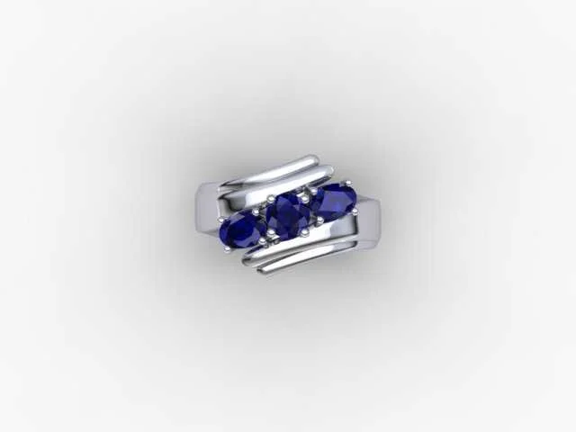Custom Platinum Three Stone Fashion Ring