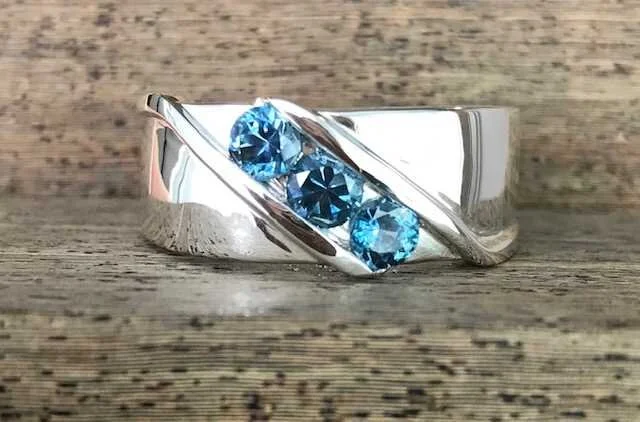 Custom Sterling Silver Ring Using Our Customer's Montana Sapphires