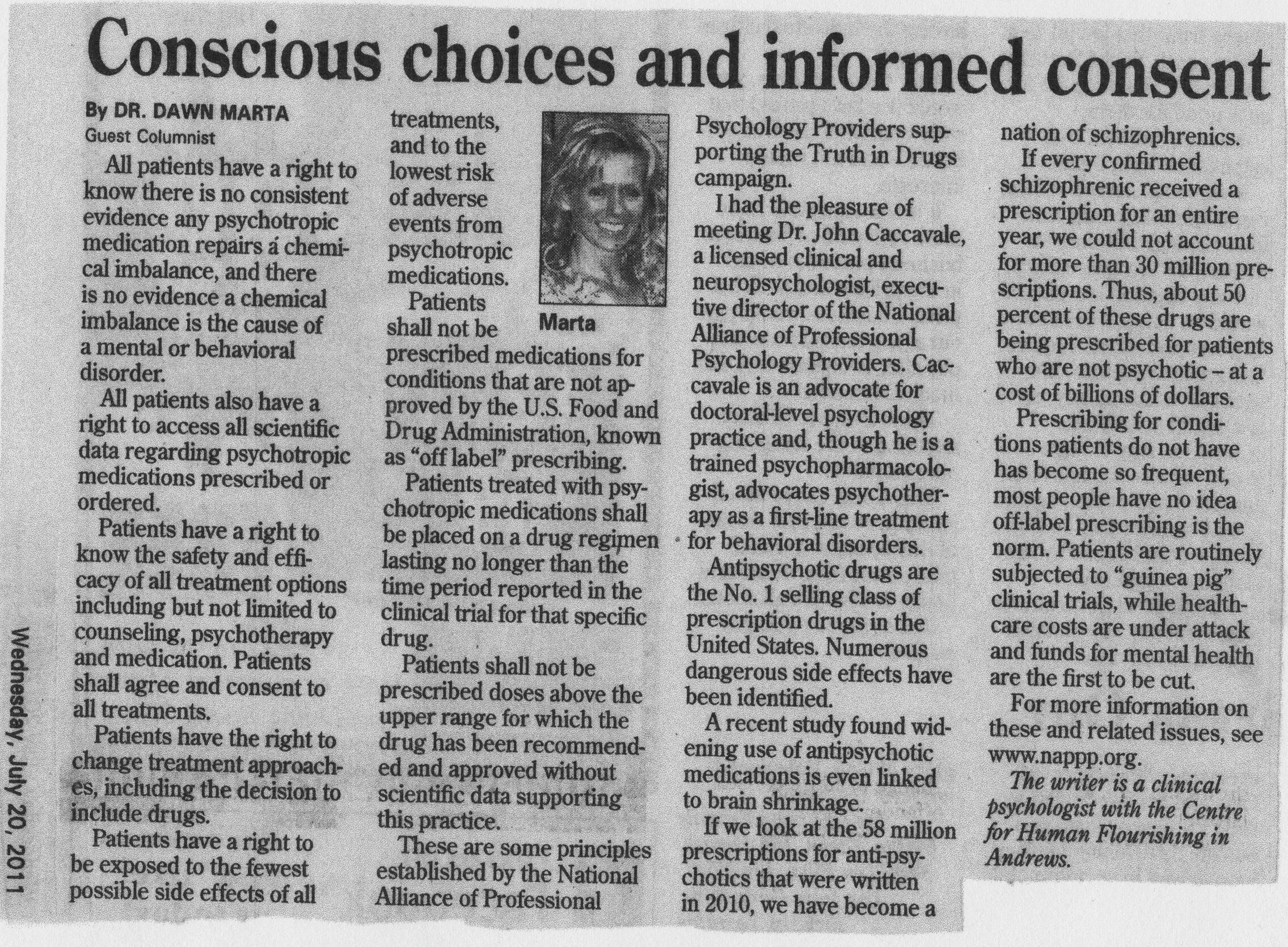 Conscious choices and informed consent