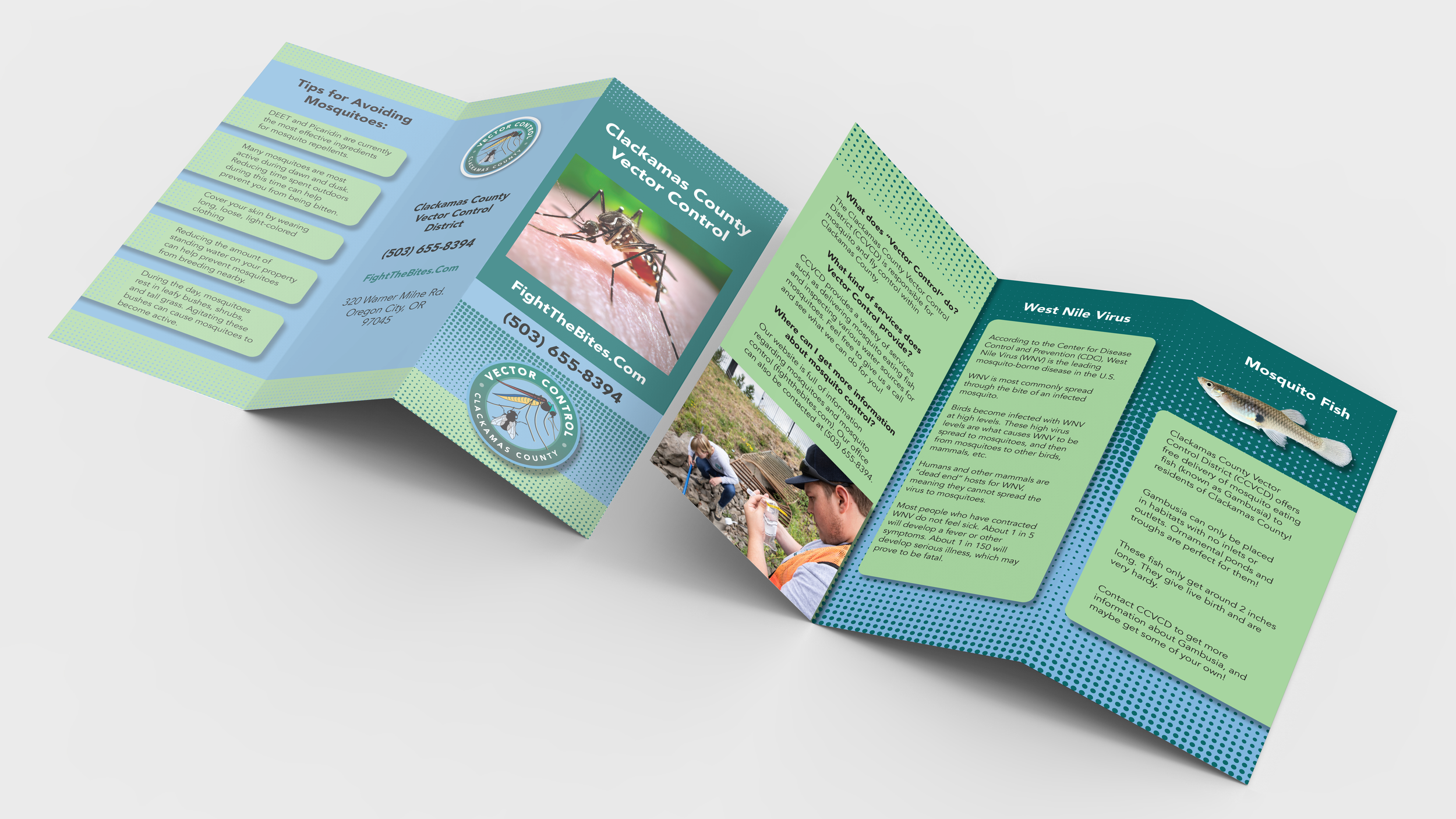 Clackamas County Vector Control District educational tri-fold brochure