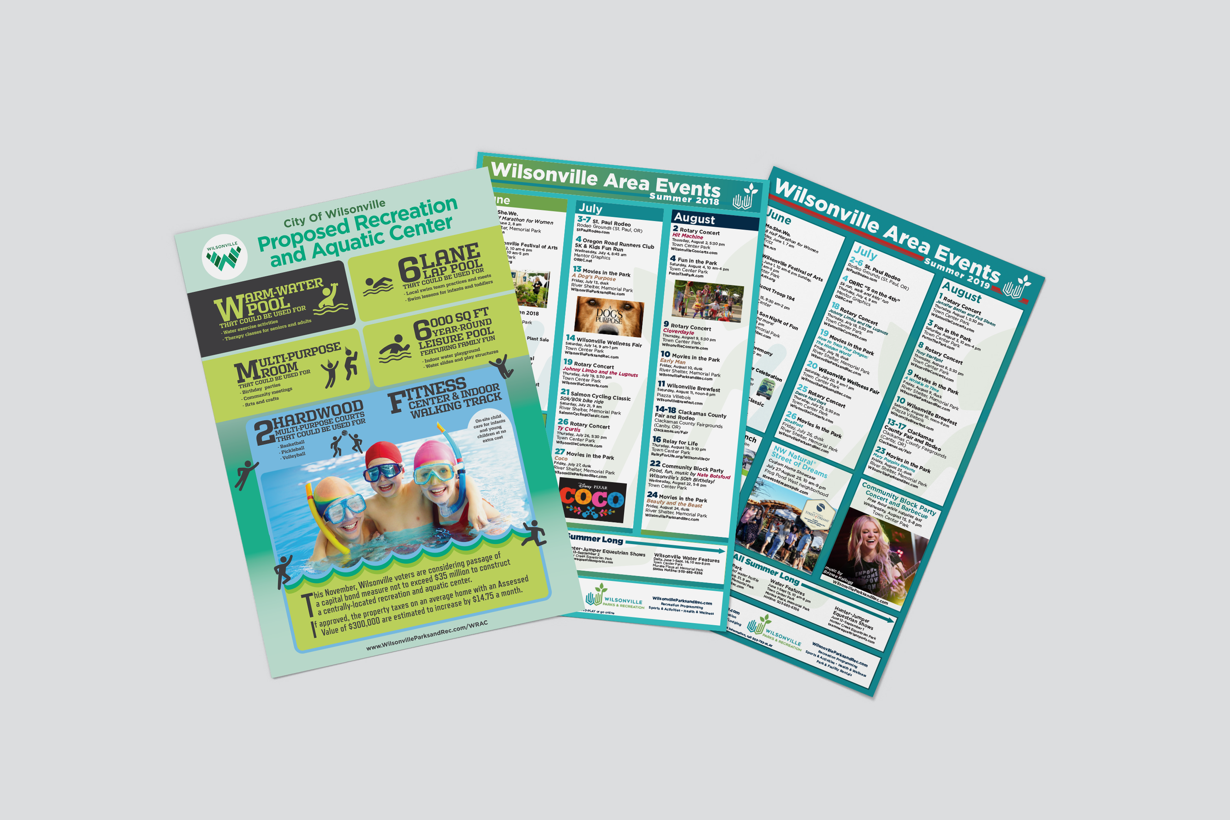 City of Wilsonville, OR infographic and calendar posters