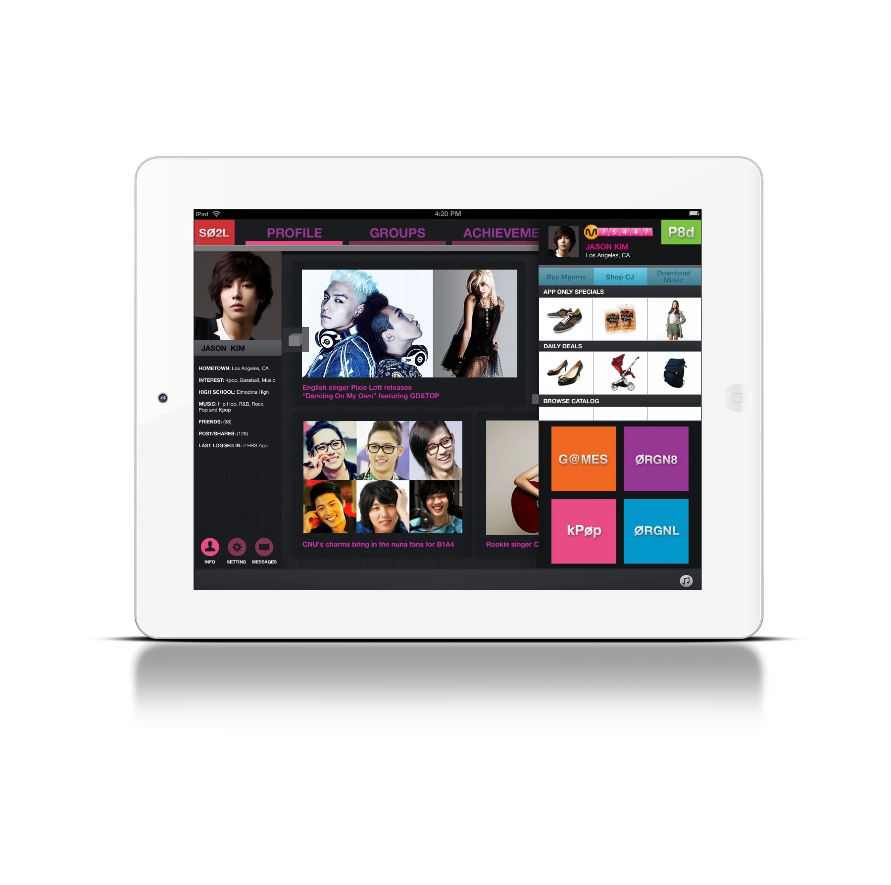 MCube iPad App Social Section