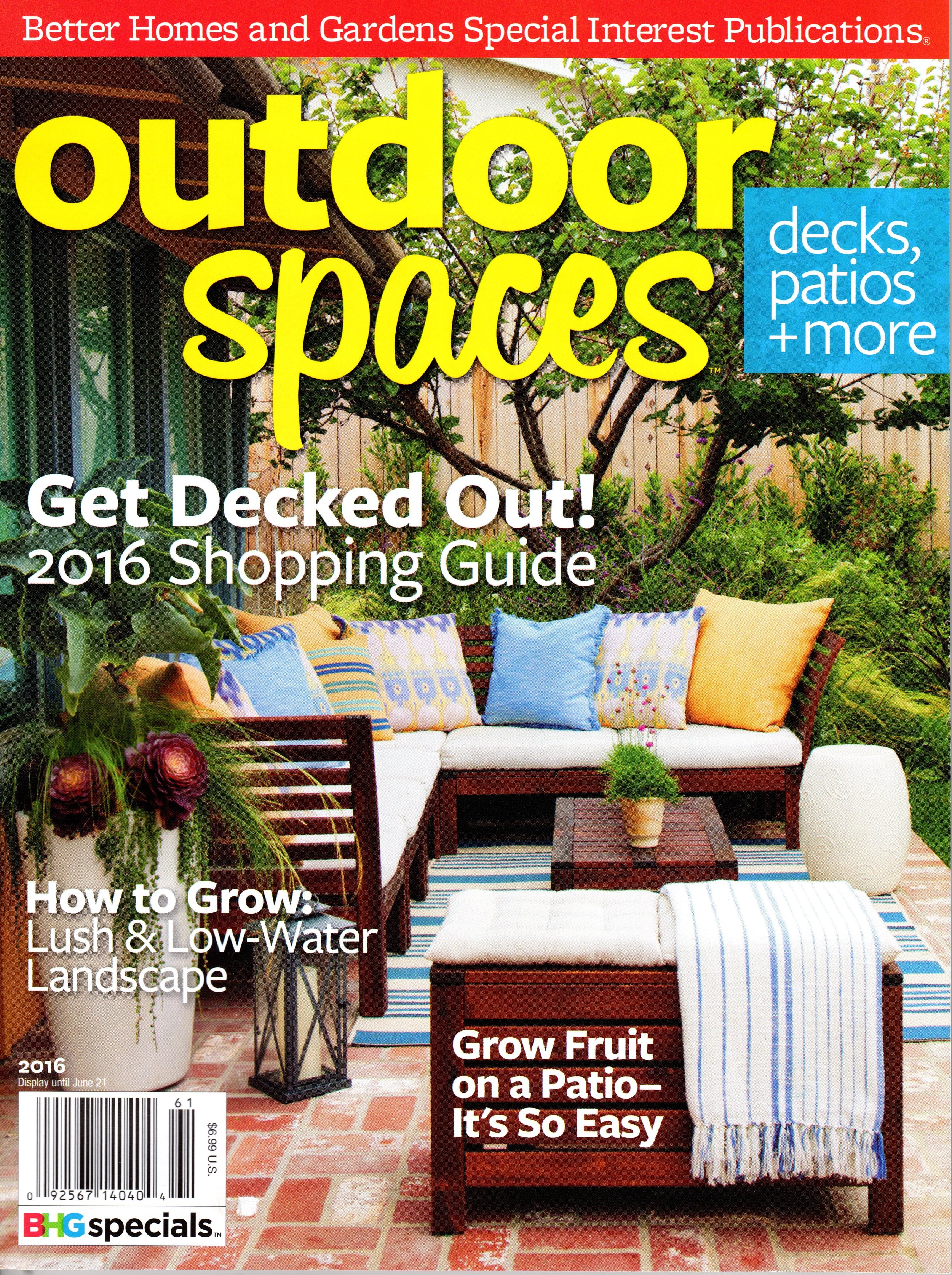 BETTER HOMES AND GARDENS' OUTDOOR SPACES MAGAZINE.. Link to publication imagery