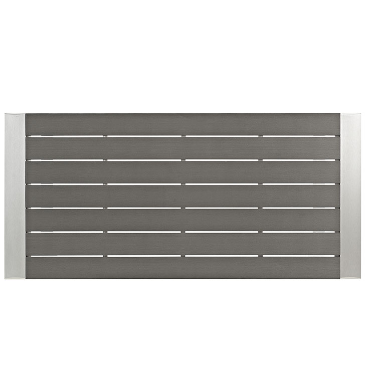 Outdoor Patio Aluminum Rectangle Bar Table In Silver Gray