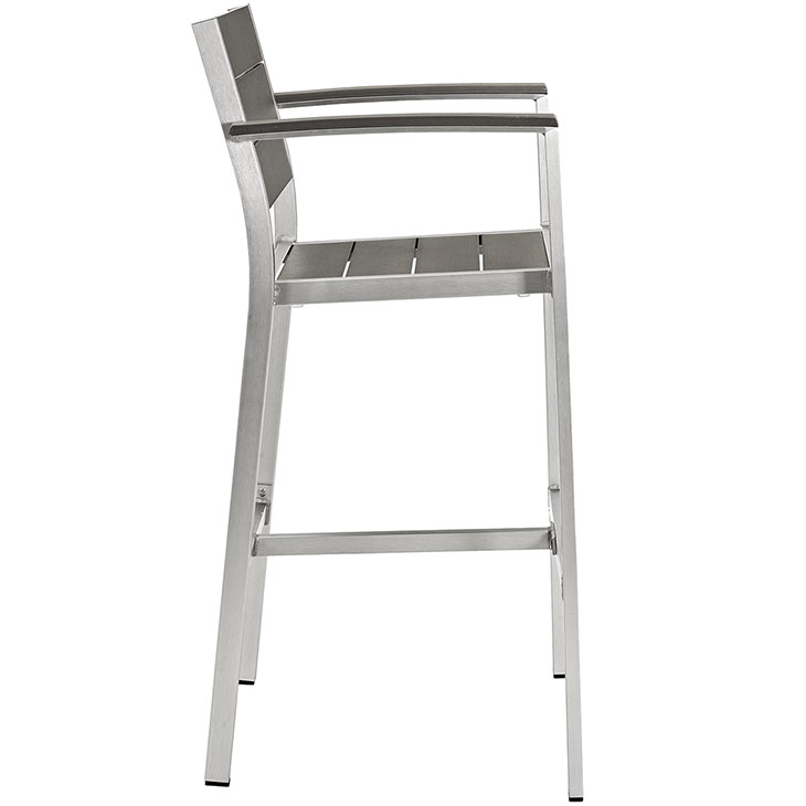 Outdoor Patio Aluminum Bar Stool In Silver Gray