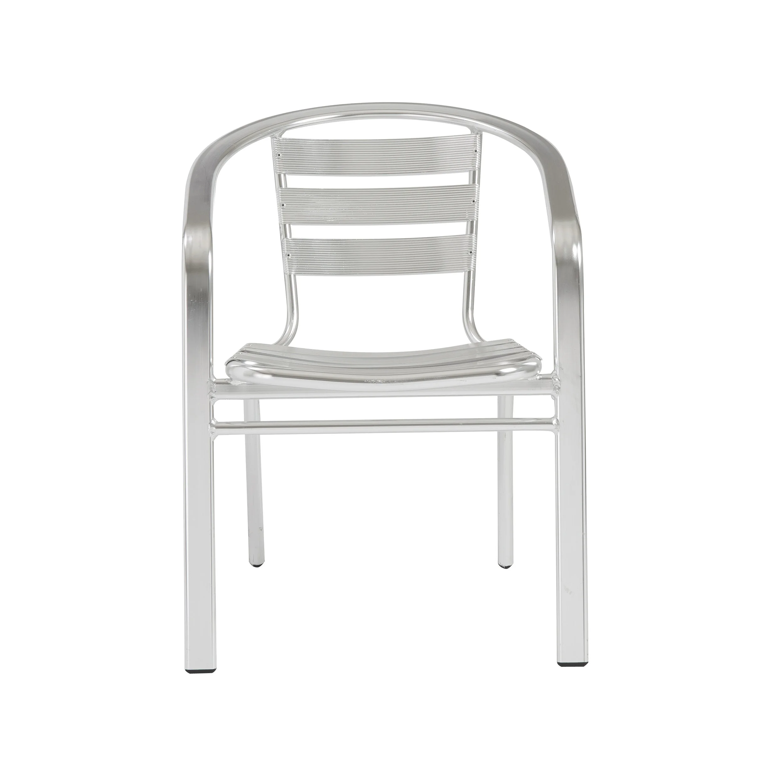 Stacking Arm Chair in Polished Aluminum - Set of 2