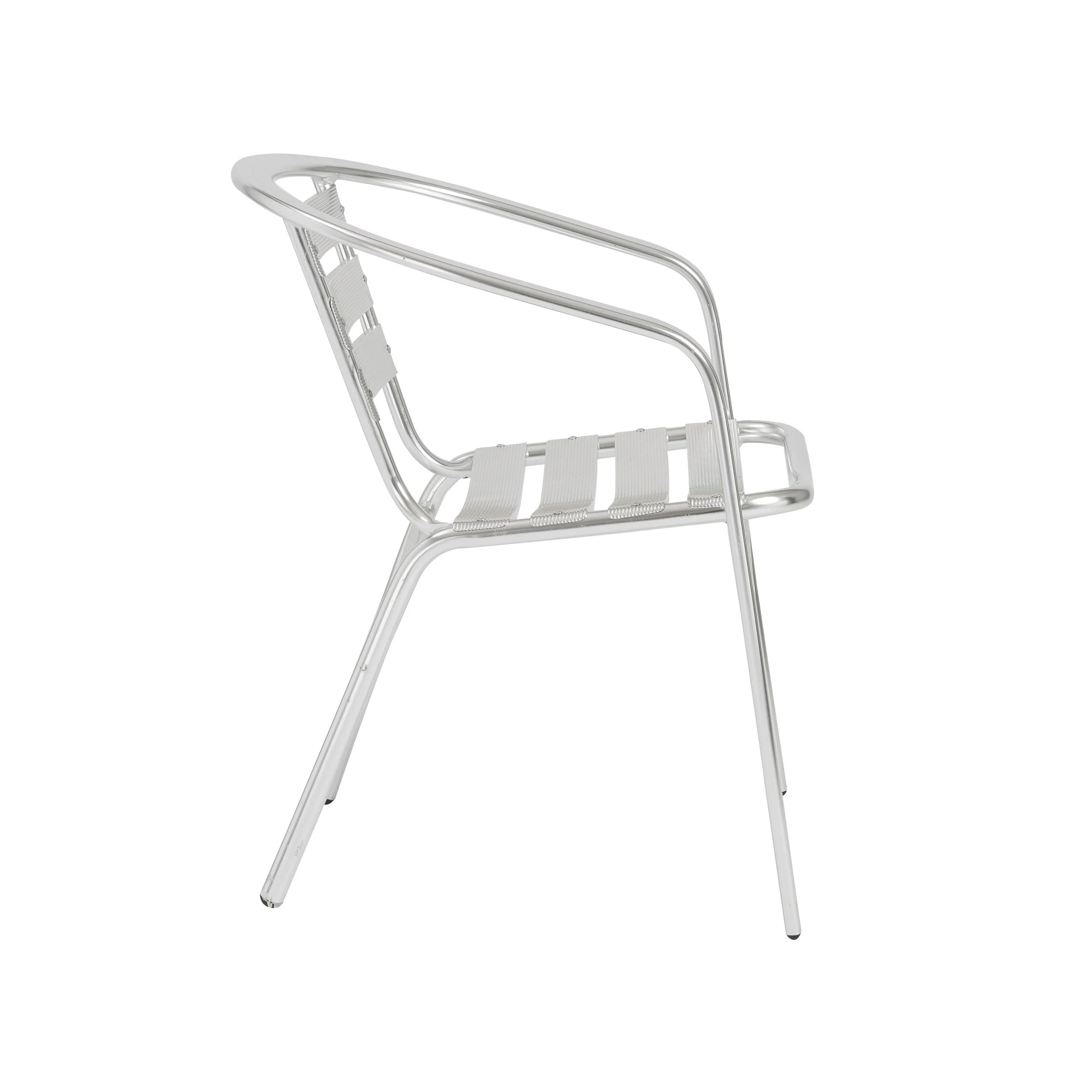 Stacking Arm Chair in Polished Aluminum - Set of 2