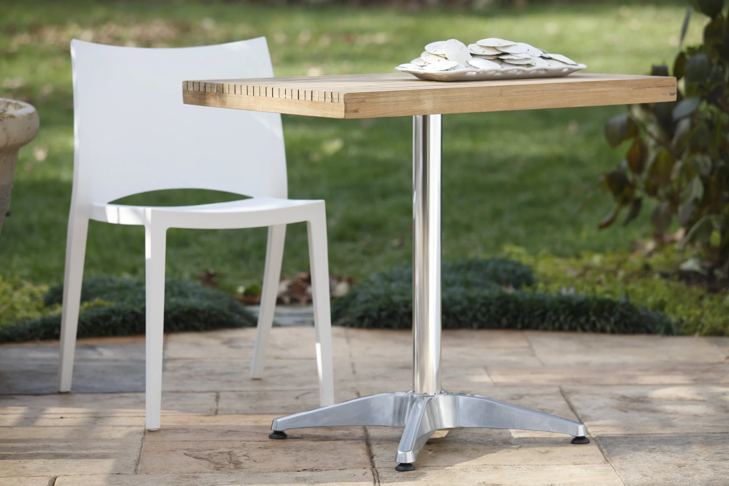 Rectangle Dining Table in Teak with Aluminum Base