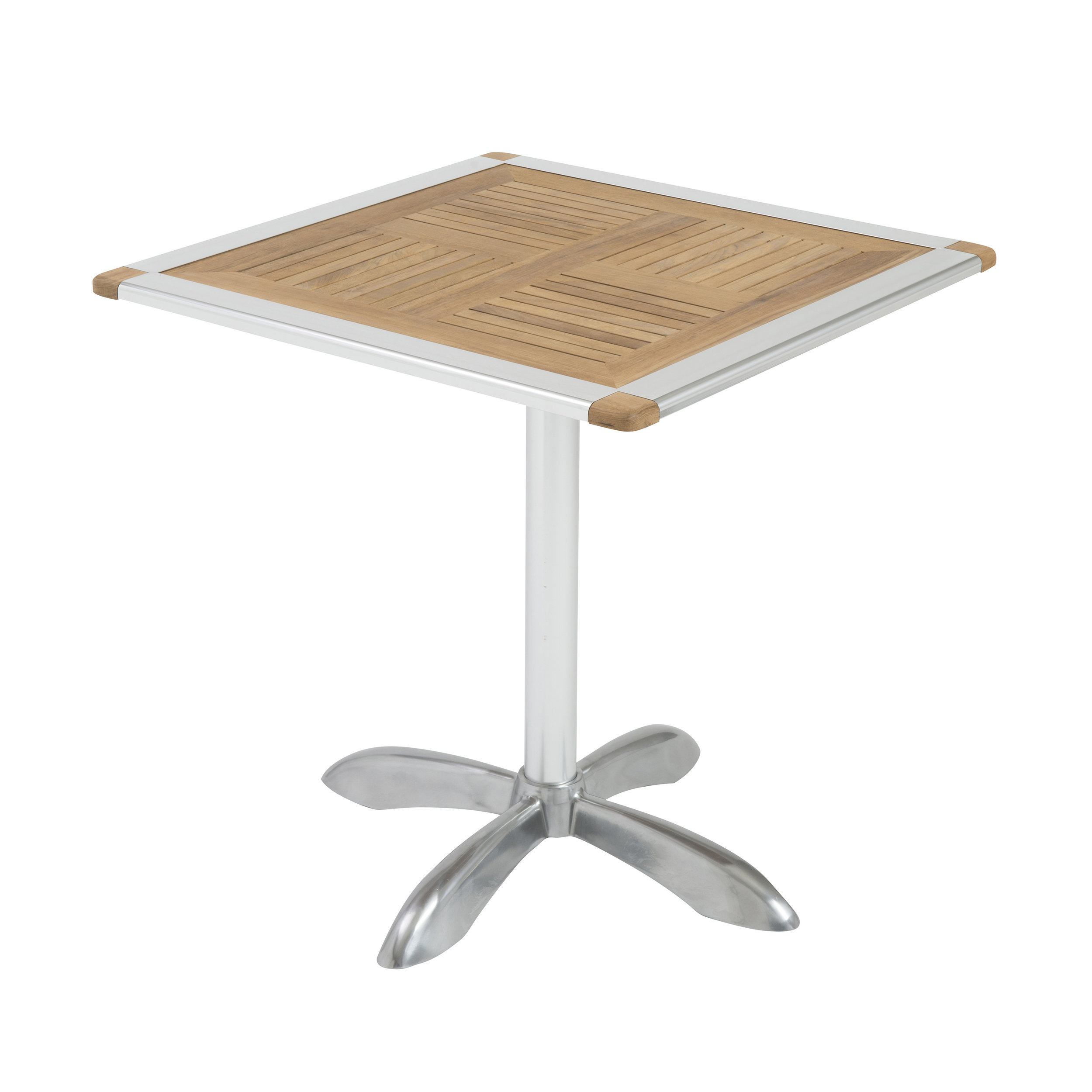 Square Dining Table in Teak with Aluminum Base