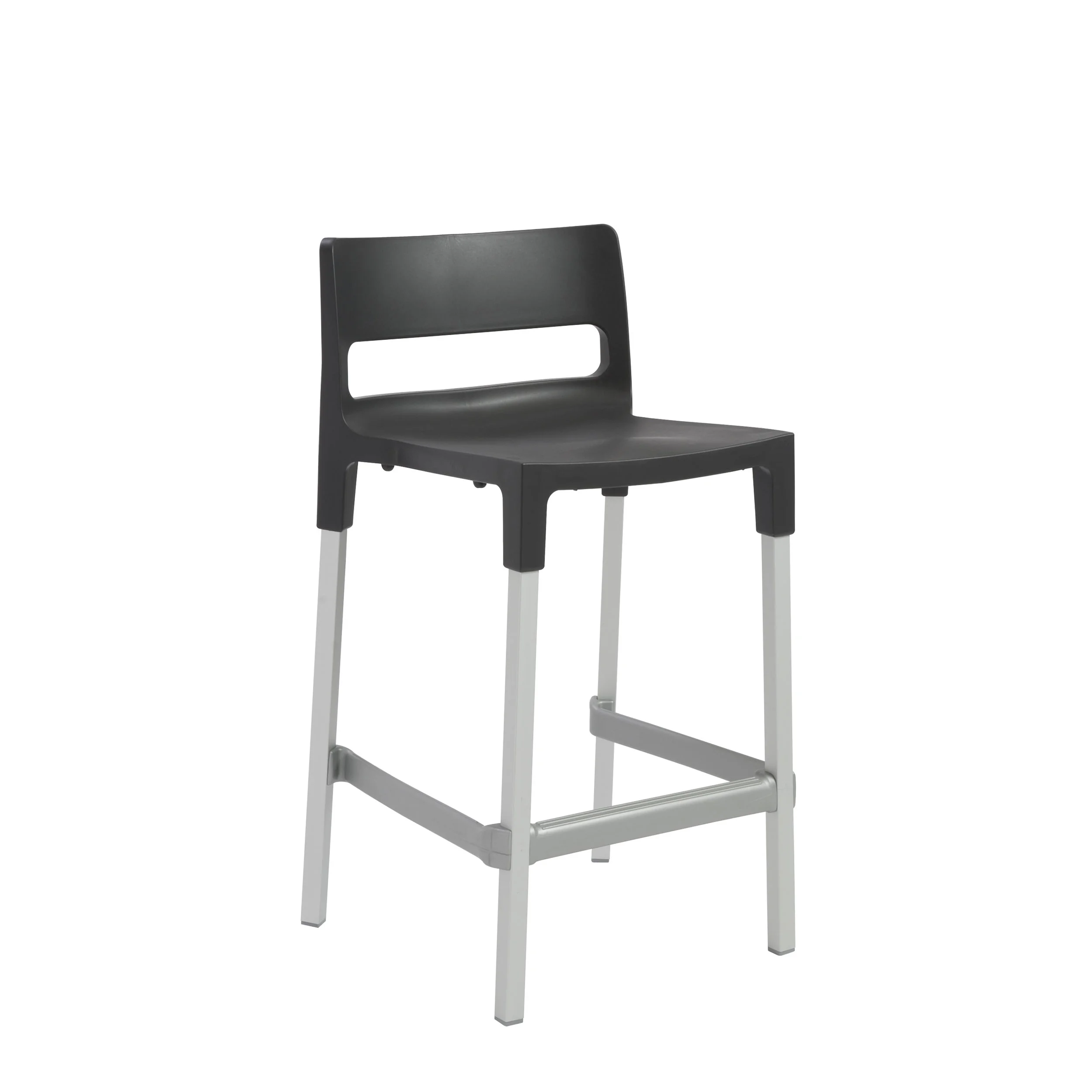 Stackable Counter Stool in Anthracite with Aluminum Legs