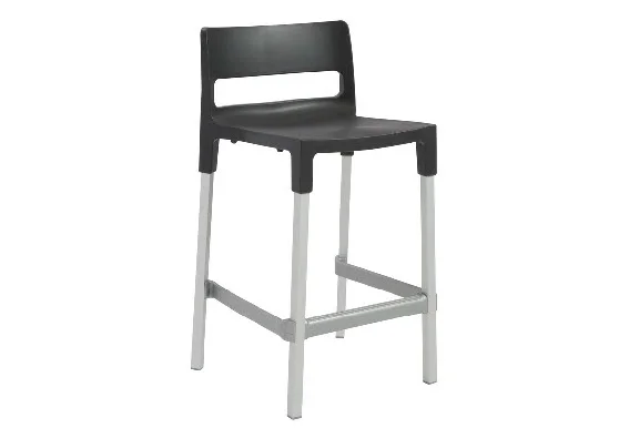 Stackable Counter Stool in Anthracite with Aluminum Legs