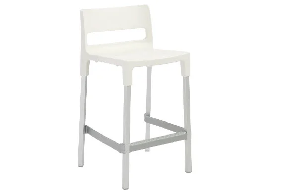 Stackable Counter Stool in Linen with Aluminum Legs