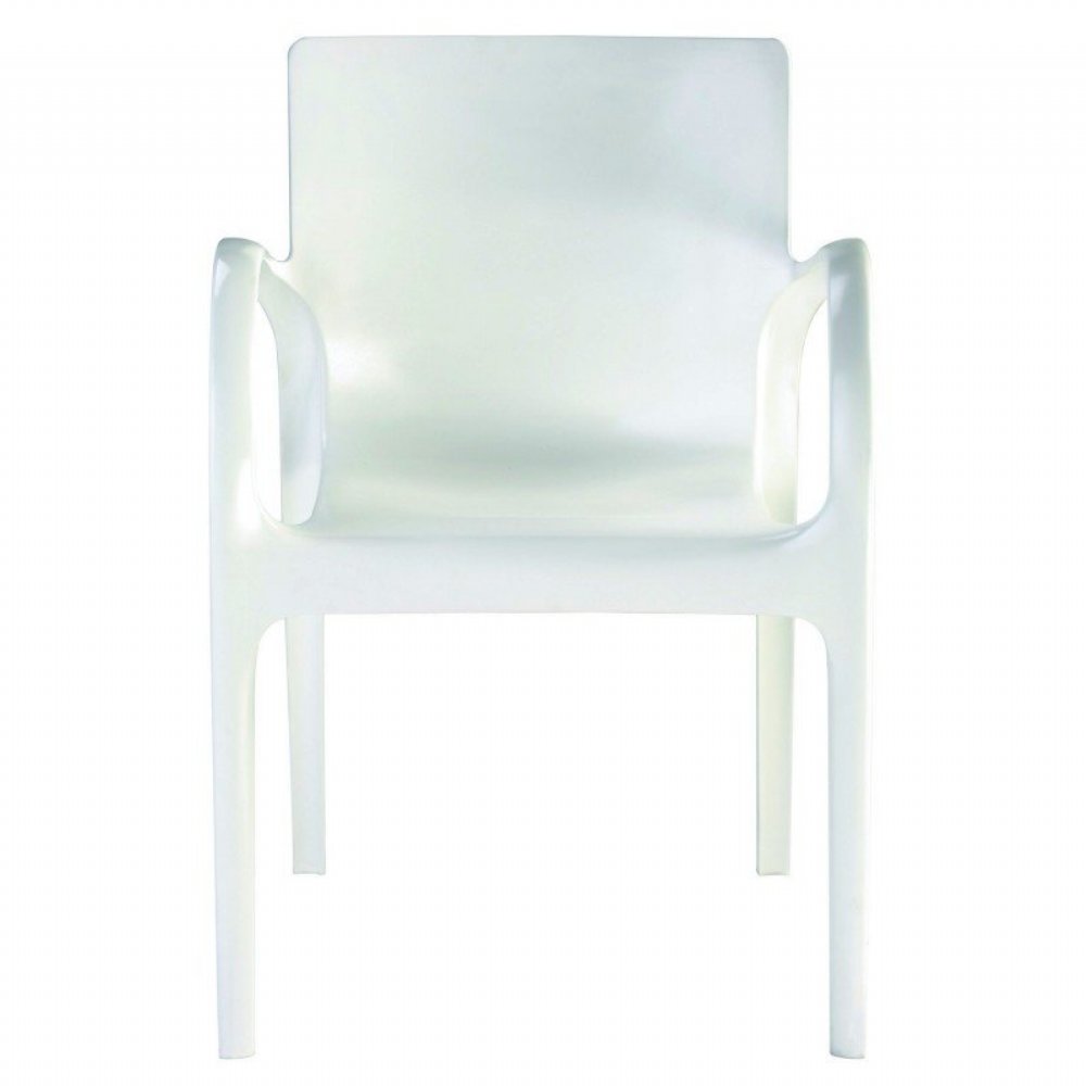 Dejavu Arm Chair Set Of 4 In Glossy White Polycarbonate Resin