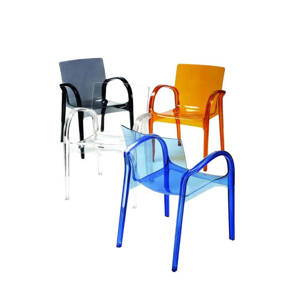 Dejavu Arm Chair (set of 4) in Transparent Amber Polycarbonate