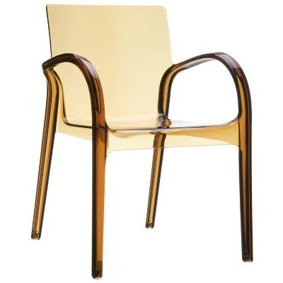 Dejavu Arm Chair (set of 4) in Transparent Amber Polycarbonate