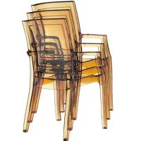 Arthur Dining Arm Chair (set of 4) in Amber Polycarbonate, Resin
