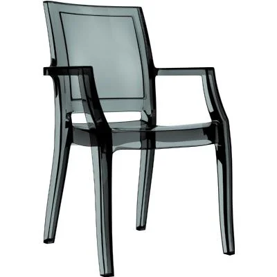Arthur Dining Arm Chair (set of 4) in Transparent Black Polycarbonate