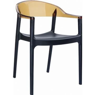 Carmen Dining Arm Chair (set of 2) Black, Transparent Amber Back