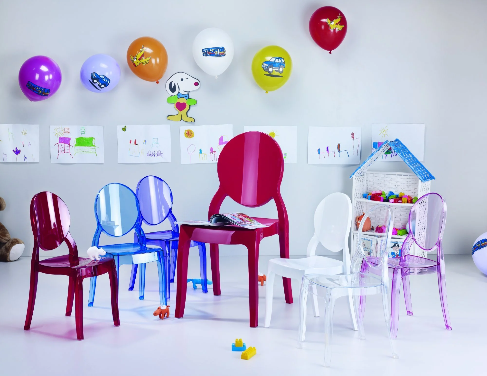 Baby Elizabeth Kids Chair in Transparent Red