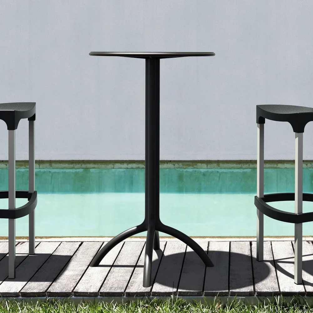 Octopus Bar Table 24 inch Round Black Resin