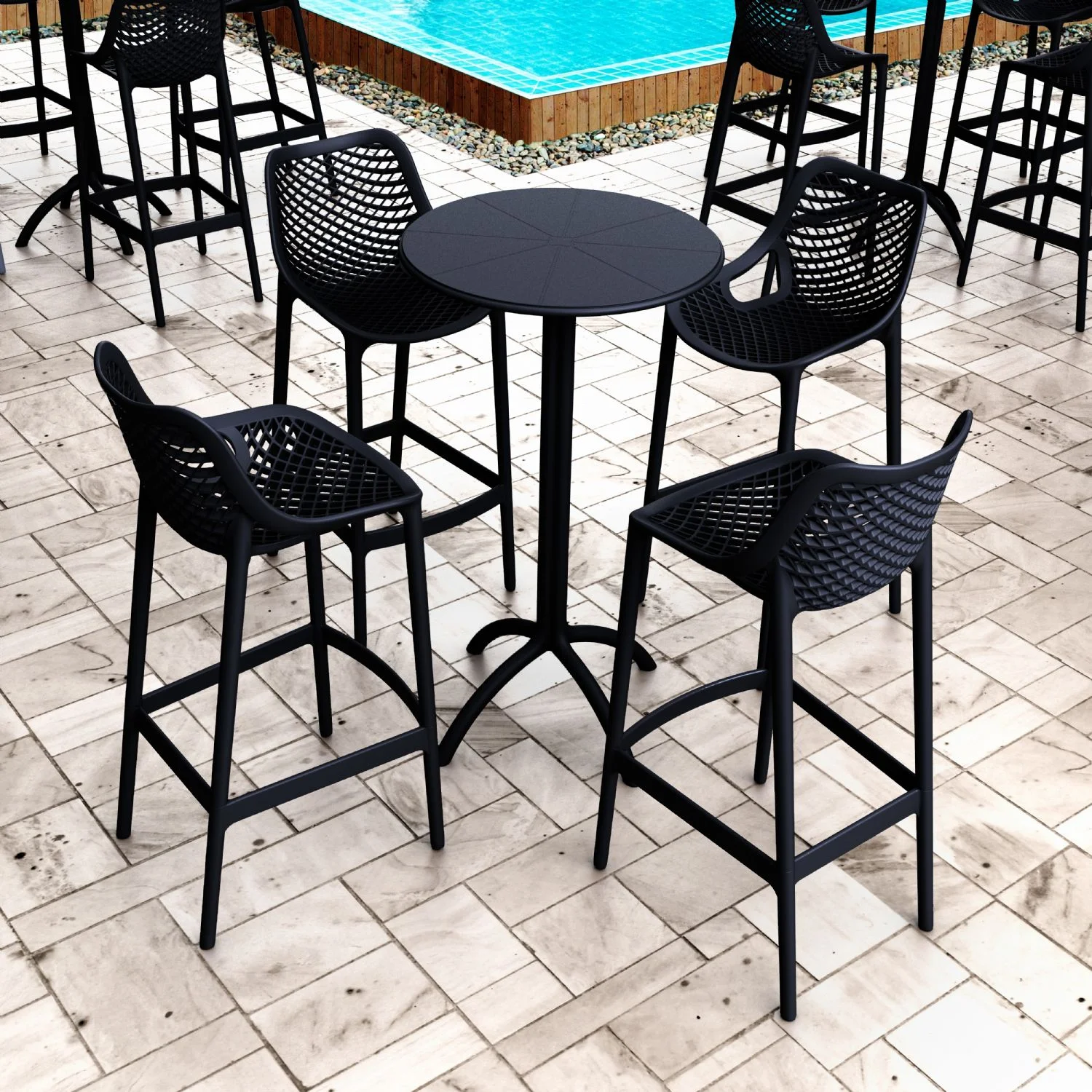 Octopus Bar Table 24 inch Round Black Resin