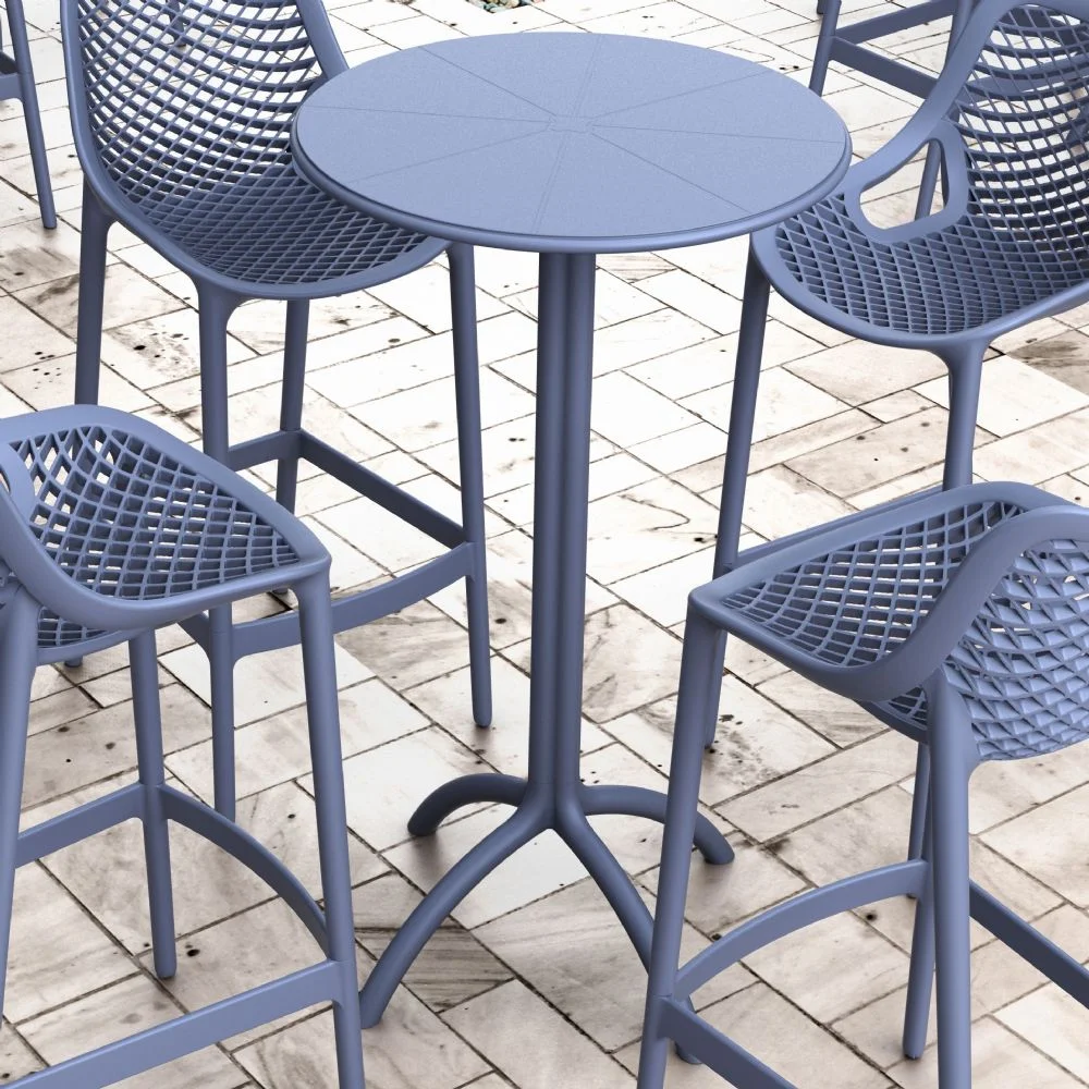Octopus Bar Table 24 inch Round Dark Gray Resin