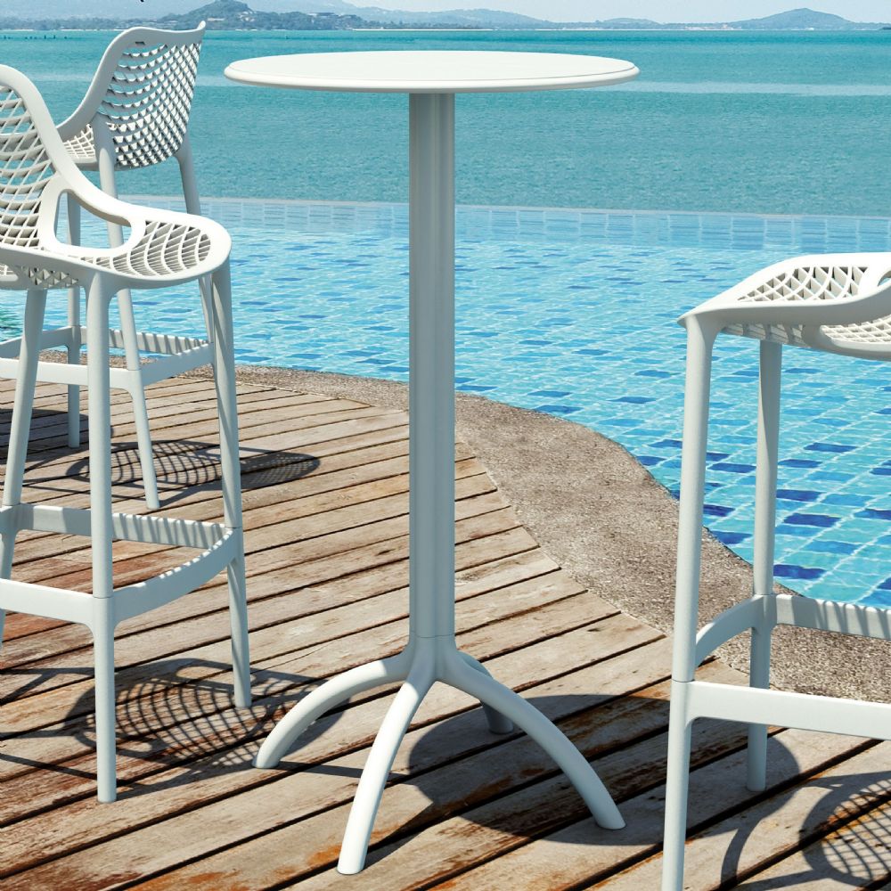 Octopus Bar Table 24 inch Round White Resin